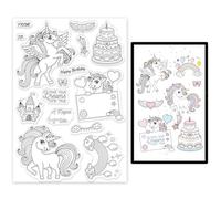 GLOBLELAND Happy Birthday Fairy Horse Clear Stamps Fairy Tale Animal Silicone Stamp Seal Transparent Stamp for Card Making Journal Decoration DIY Scrapbooking