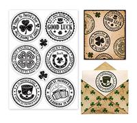 GLOBLELAND Happy saint. patrick's Day Clear Stamps Clover Hat Postage Stamps Silicone Clear Stamp Seals for Cards Making DIY Scrapbooking Photo Journal Album Decoration