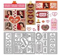 GLOBLELAND Heart Film Background Cutting Dies for Card Making Love Bookmark Frames Die Cuts Postage Stamp Shakers Metal Die Cut Dies for DIY Scrapbooking Embossing Photo Album Craft Decor