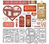 GLOBLELAND Heart Postage Stamp Cutting Dies Tickets Metal Die Cuts Valentine's Day Cutting Embossing Templates for Scrapbooking Crafts Paper Cards Making