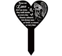 GLOBLELAND Heart Shaped Angel Butterfly Garden Memorial Stake - Waterproof Acrylic Remembrance Plaque for Cemetery, Yard and Grave