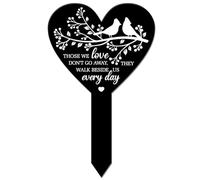 GLOBLELAND Heart-Shaped Bird Branch Memorial Plaque Stake for Cemetery, Acrylic, 10x6.2 Inch, Black