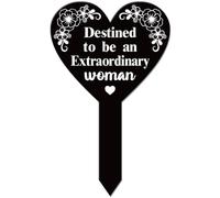 GLOBLELAND Heart Shaped Flowers Garden Stake Memorial Humorous Plaque for Cemetery Acrylic Grave Stake Waterproof Heart Blessing Garden Plaque for Yard Grave Cemetery