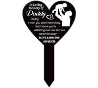 GLOBLELAND Heart Shaped Garden Stake Memorial Dad Remembrance Plaque Stakes for Cemetery Acrylic Waterproof Sympathy Garden Stake for Yard Grave Cemetery