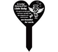 GLOBLELAND Heart Shaped Little Angel Wings Love Garden Stake Memorial Remembrance Plaque Stake for Cemetery Acrylic Grave Stake Waterproof Sympathy Garden Stake for Yard Grave Cemetery