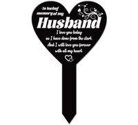 GLOBLELAND Heart Shaped Love Missing Husband Memorial Plaque Stake for Cemetery, Acrylic, 258x158mm (10x6.2 inches)