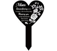 GLOBLELAND Heart Shaped Mom Memorial Plaques Mom Grave Ornaments Acrylic Waterproof Remembrance Plaque Stake Memorial Grave Stake Markers Sympathy Gift for Cemetery Graveside Graveyard Yard