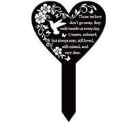 GLOBLELAND Heart Shaped Peace Dove Garden Stake Flowers Vines Butterflies Memorial Remembrance Plaque for Cemetery Acrylic Grave Stake Waterproof Blessing Garden Plaque for Yard Grave Cemetery