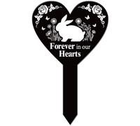 GLOBLELAND Heart Shaped Rabbit Animals Garden Stake Butterflies Memorial Remembrance Plaque for Cemetery Acrylic Grave Stake Waterproof Flowers Blessing Garden Plaque for Yard Grave Cemetery