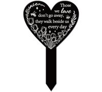 GLOBLELAND Heart Shaped Tulip Bee Garden Stake Memorial Remembrance Plaque Stake for Cemetery Acrylic Grave Stake Waterproof Sympathy Garden Stake for Yard Grave Cemetery