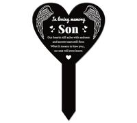 GLOBLELAND Heart Son Memorial Plaques Son Grave Ornaments Acrylic Waterproof Remembrance Plaque Stake Memorial Grave Stake Markers Sympathy Gift for Cemetery Graveside Graveyard Yard