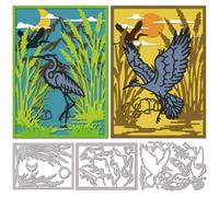 GLOBLELAND Heron Frame Cutting Dies for DIY Scrapbooking Metal Reeds Birds Cut Dies Mountains Die Cuts for Card Making Embossing