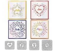 GLOBLELAND Hollow Confetti Hearts Stars Fireworks Background Cut Dies Hello Happy Love Smile Blessings Cutting Dies for DIY Scrapbooking Card Making Journal Embossing Paper Craft Decor