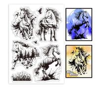 GLOBLELAND Horse Clear Stamps Landscape Silicone Clear Stamp Seals Animal Transparent Stamps for DIY Scrapbooking Cards Making Photo Album Journal Home Decoration