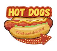 GLOBLELAND "Hot Dogs" Vintage Metal Tin Sign Retro Food Plaque Poster Metal Wall Decorative Tin Signs for Home Kitchen Restaurant Coffee Shop Club Bar Decoration