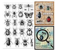 GLOBLELAND Insect Clear Stamps Beetle Butterfly Moth Silicone Clear Stamps Seals for DIY Scrapbooking Cards Making Paper Crafting Handmade Halloween Decoration