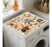 GLOBLELAND Jungle Animals Washer Dryer Dust Cover Mat 23.6x23.6 inch Zoo Animals and Plants Washing Machine Top Protector Pads Elephant Non Slip Washing Dust Top Covers for Laundry Room Placemat