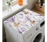 GLOBLELAND Lavender Butterfly Washing Machine Dust Cover Top Mat 23.6"x19.7" Glass Bottle Washer Dryer Dust Cover Mat Flower Washing Machine Top Protector Pads for Washer Dryer Kitchen Laundry
