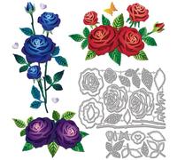 GLOBLELAND Layered Roses Cutting Dies for Card Making Flowers Metal Die Cuts Leaves Cutting Dies Templates for Scrapbooking Journal Embossing Paper Craft Decor