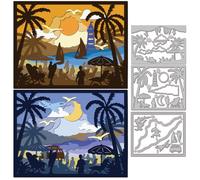 GLOBLELAND Layered Seaside Beach Landscape Cutting Dies for DIY Scrapbooking Metal Summer Casual Crowd Cut Dies Lighthouse Die Cuts for Card Making Embossing Photo Album Craft Decor