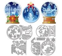 GLOBLELAND Layered Winter Christmas Crystal Ball Cutting Dies for Card Making Christmas Tree Metal Die Cuts Snowflakes Cuts Stencils for DIY Embossing Paper Cutting Scrapbooking Decor
