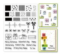 GLOBLELAND Layering Christmas Box Background Clear Stamps Layered Gift Box Presents Silicone Clear Stamp Seals for Cards Making DIY Scrapbooking Journal Decoration, 21x15cm