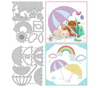 GLOBLELAND Layering Umbrella Cutting Dies Metal Sun Cloud Rainbow Umbrella Die Cuts Embossing Stencils Template for Paper Card Making Decoration DIY Scrapbooking Album Craft Decor