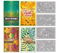 GLOBLELAND Leaves Background Cutting Dies for DIY Scrapbooking Metal Leaves Frame Cut Dies Tropical Leaves Die Cuts for Card Making Embossing Photo Album Craft Decor