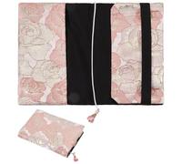 GLOBLELAND Light Pink Flowers Book Cloth Covers with Ribbon for Paperback Watercolor Florals Washable Soft Fabric A5 Cover for 8.6x5.5inch Book Adjustable Protector for Notebook Bible Hardcover