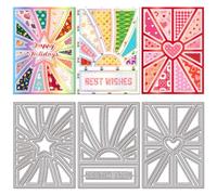 GLOBLELAND Line Background Cutting Dies for Card Making Rectangle Grid Frame Metal Die Cuts Cutting Dies Template DIY Scrapbooking Embossing Paper Album Craft Decor