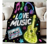 GLOBLELAND Love Music Throw Blanket 59×51" Musical Notes Pattern