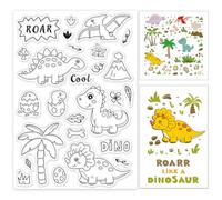 GLOBLELAND Lovely Cartoon Dinosaur Clear Stamps Triceratops Stegosaurus Silicone Clear Stamp Seals for Cards Making DIY Scrapbooking Photo Journal Album Decor Craft