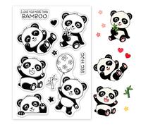 GLOBLELAND Lovely Panda Clear Stamps Bamboo Animal Transparent Silicone Stamp Seal for Card Making Photo Journal Decoration DIY Scrapbooking