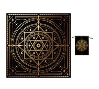 GLOBLELAND Magic Circle Tarot Tablecloth Velvet Gold Star Tarot Altar Table Cloth with Card Pouch Bag for Card Readings Wicca Spiritual Divination Witchcraft Decoration