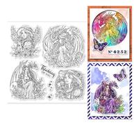 GLOBLELAND Magic Dragon Women Clear Stamps for Card Making Rose Silicone Clear Stamps Words Transparent Stamps Seal for DIY Scrapbooking Craft Decor