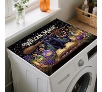 GLOBLELAND Magical Black Cat Washer Dryer Dust Cover 23.6x19.6 inch Wiccan Magic Washing Machine Top Protector Pads Non Slip Washing Machine Top Covers for Laundry Room Living Room Kitchen