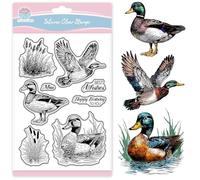 GLOBLELAND Mallard Duck Clear Stamps for Scrapbooking Reeds Greetings Silicone Stamps Animal Bird Transparent Stamp for Card Making DIY Embossing Journaling
