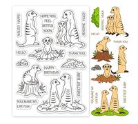 GLOBLELAND Meerkat Clear Stamps Stone Tree Stump Undergrowth Silicone Clear Stamp Seals for Cards Making DIY Scrapbooking Photo Journal Album Decor Craft