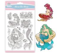 GLOBLELAND Mermaid Clear Stamps Ocean Fish Silicone Clear Stamp Seals Coral Shell Transparent Stamps for DIY Scrapbooking Cards Making Photo Album Journal