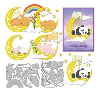GLOBLELAND Moon Animals Cutting Dies for DIY Scrapbooking Metal Sleeping Animals Cut Dies Flowers Die Cuts for Card Making Embossing Photo Album Craft Decor