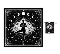 GLOBLELAND Moon Phases Tarot Cloth with Tarot Card Storage Bag Yoga Moon Goddess Square Velvet Tarots Tablecloth for Divination Wiccan Witchcraft Supplies Tool