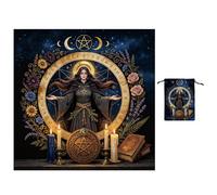 GLOBLELAND Moon Phases Tarot Tablecloth Witch Velvet Altar Table Cloth with Tarot Card Storage Bag for Cards Reading Witchcraft Spiritual Rituals Supplies