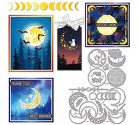 GLOBLELAND Moons Phase Corner Cutting Dies for Card Making Planet Cat and Bat Metal Die Cuts Star Leaves Plants Cuts Stencils for DIY Embossing Paper Cuts Scrapbooking Decor