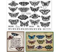 GLOBLELAND Moth Butterfly Clear Stamps for DIY Scrapbooking Number Insects Silicone Clear Stamp Seals for Cards Making Photo Journal Album Decoration, 21x14.8cm/8.3x5.8inch