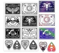 GLOBLELAND Moth Skeleton Clear Stamps Witch Magic Cat Skeleton Crystal Ball Transparent Stamp Seals for DIY Scrapbooking Journals Decorative Cards Making Photo Album DIY Craft
