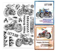 GLOBLELAND Motorcycle Clear Stamps for DIY Scrapbooking Motorcycle Tyre Flames Silicone Stamp Seals Transparent Stamps for Cards Making Photo Album Journal Home Decoration 8.27×5.83inch