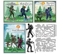 GLOBLELAND Mountain Camping Climbers Cutting Dies for Card Making Travel Man Woman Silhouette Die Cuts Road Signs Metal Die Cut Dies for DIY Scrapbooking Embossing Photo Album Craft Decor