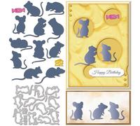 GLOBLELAND Mouse Silhouette Cutting Dies Metal Cheese Candy Die Cuts Rats Mice Animal Cutting Embossing Templates for Scrapbooking Crafts Paper Cards Making