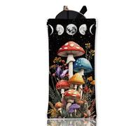 GLOBLELAND Mushrooms Soft Glasses Case Moon Phases Butterflies Squeeze Top Eyeglass Case Travel PU Leather Sunglass Case Portable Sunglasses Pouch for Women Men