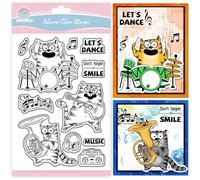 GLOBLELAND Music Comic Cat Clear Stamp for Scrapbooking Cartoon Cat Silicone Stamps Notes Drums Guitar Transparent Stamp for Card Making DIY Embossing Journaling